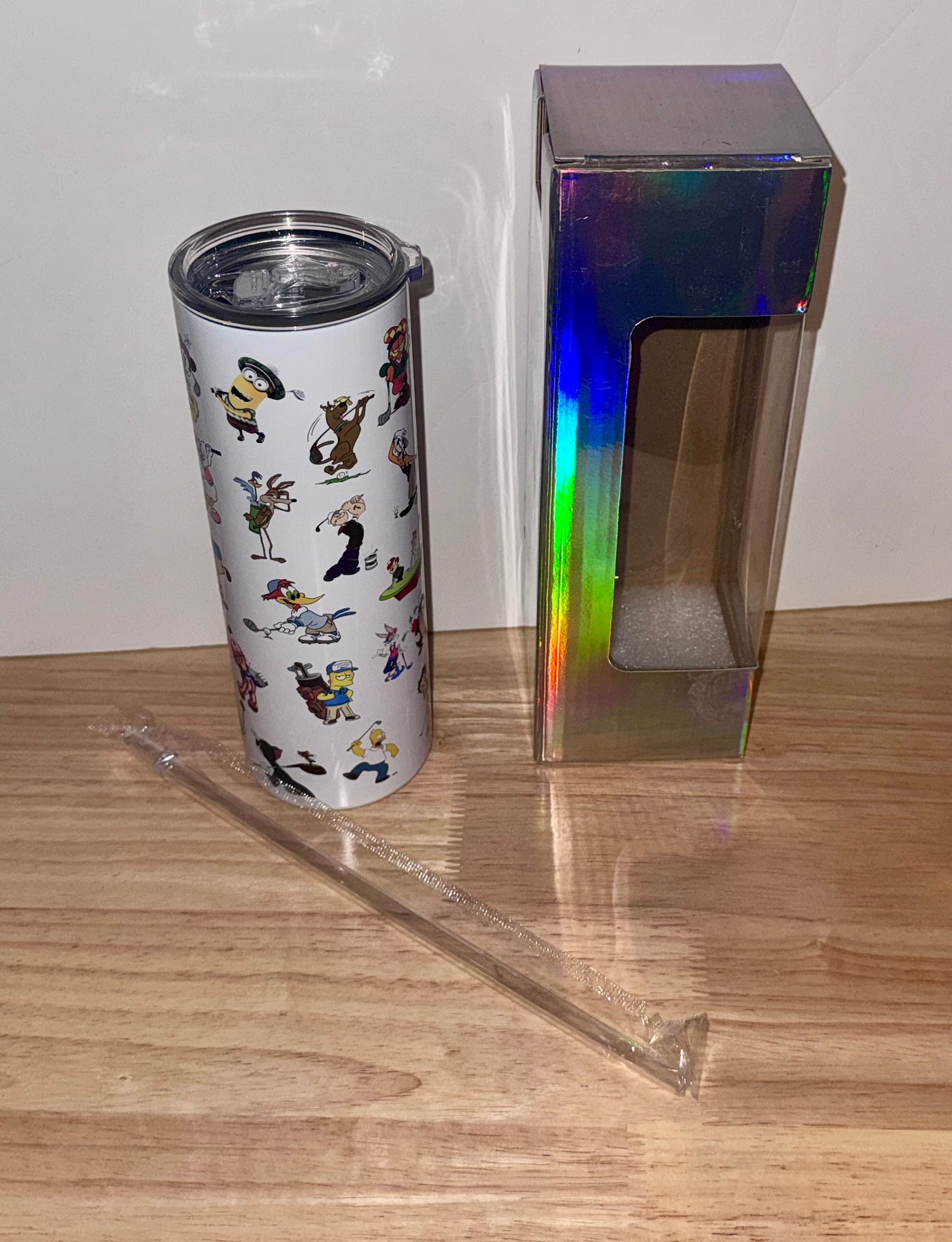 Cartoon Characters Golfing 20 oz Skinny Tumbler – Stainless Steel UV Printed Travel Cup