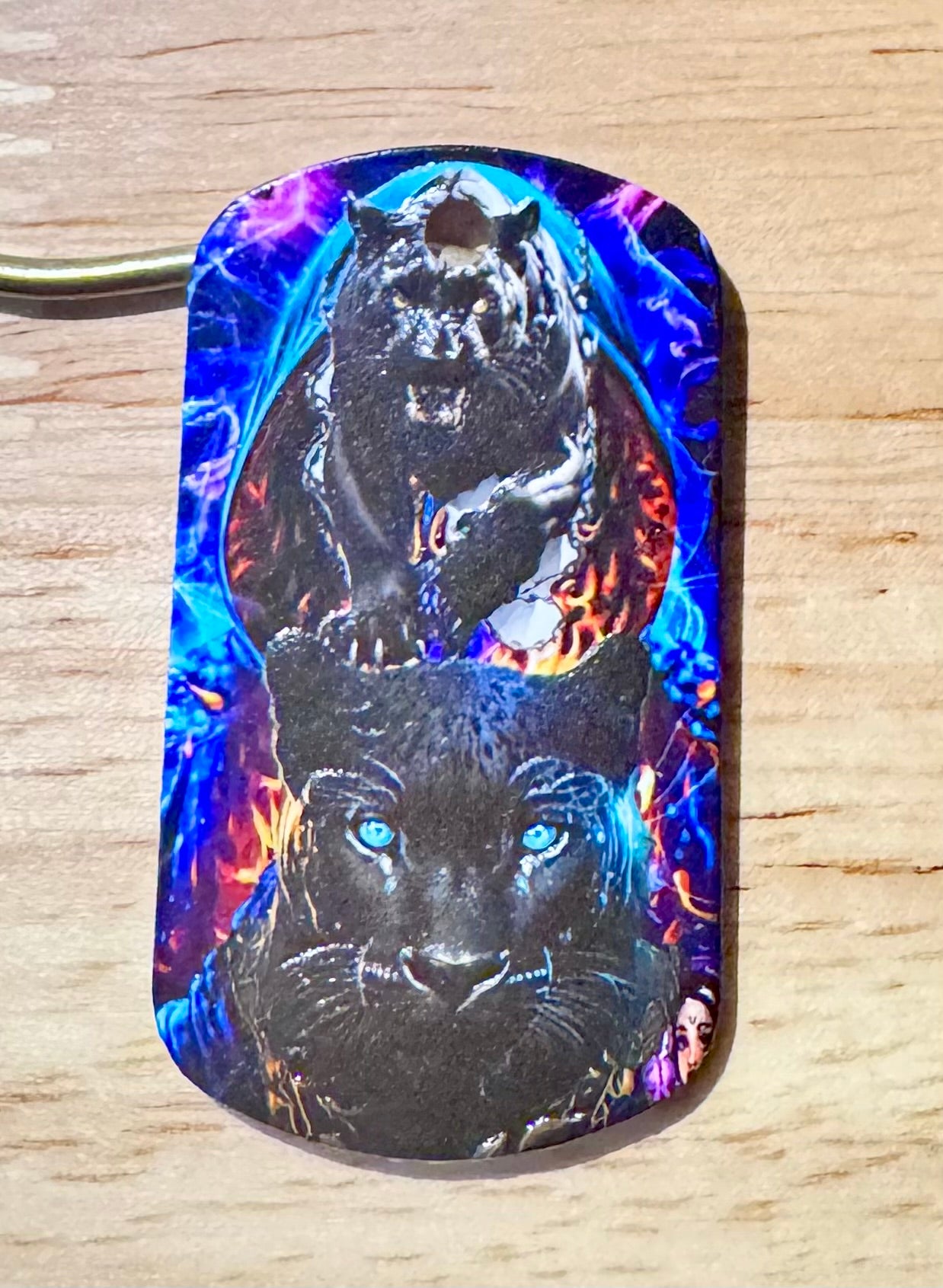 Electric Panther Dog Tag Pendant – 3D Textured Charm