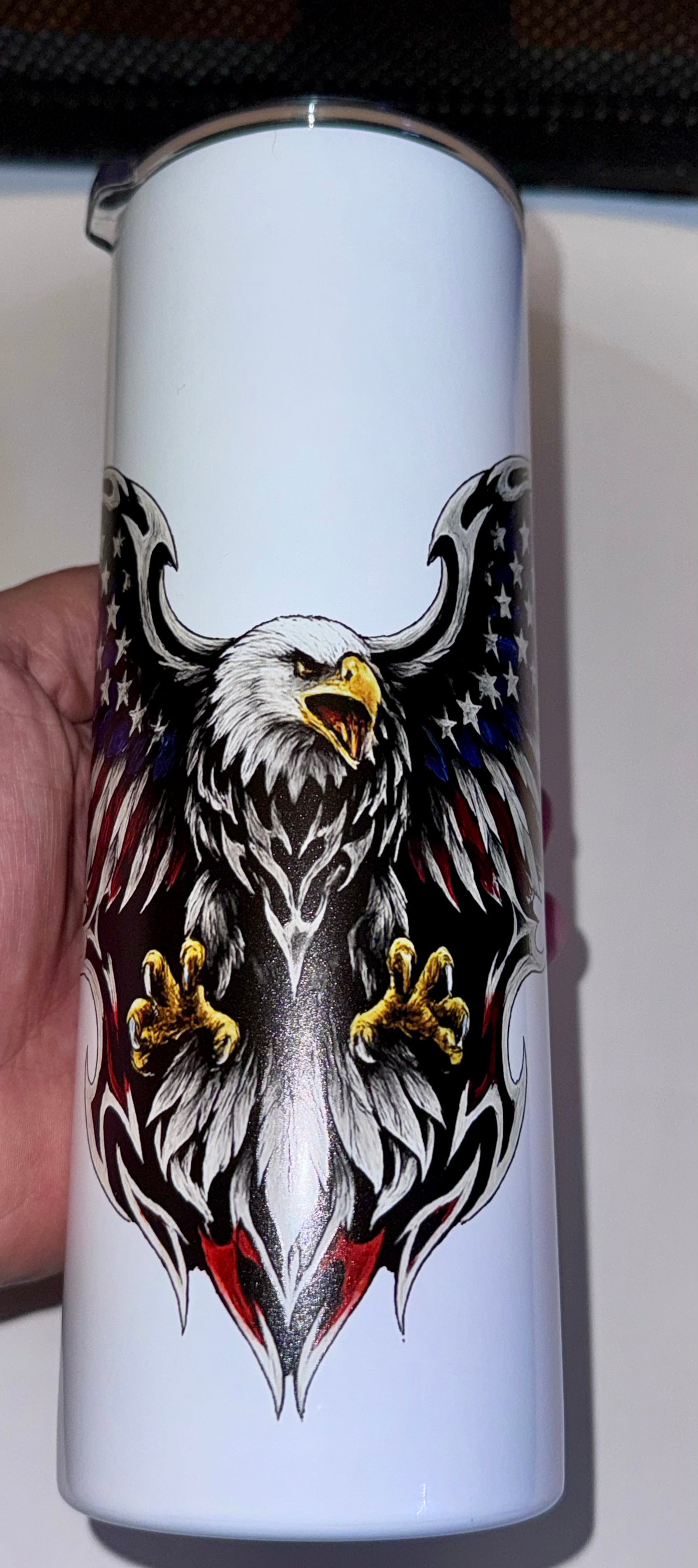 American Tribal Eagle 20 oz Skinny Tumbler – Stainless Steel UV Printed Travel Cup