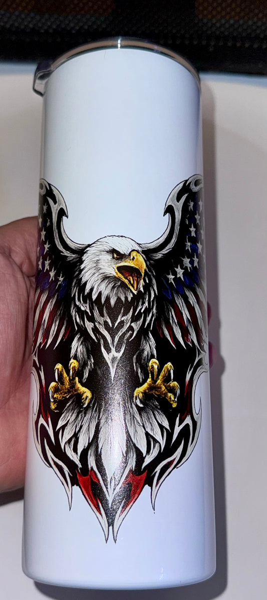 American Tribal Eagle 20 oz Skinny Tumbler – Stainless Steel UV Printed Travel Cup