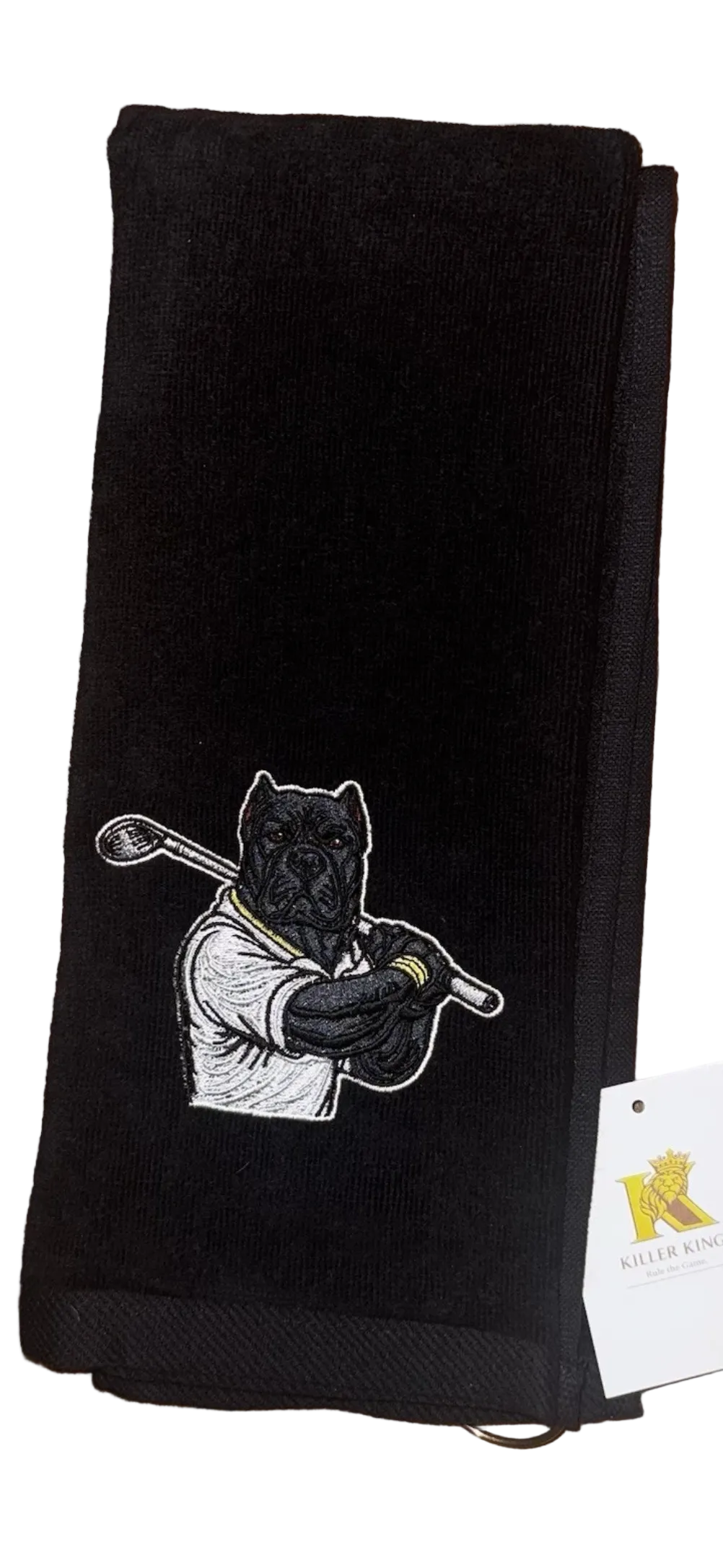 Cane Corso Embroidered Golf Towel Black KKD