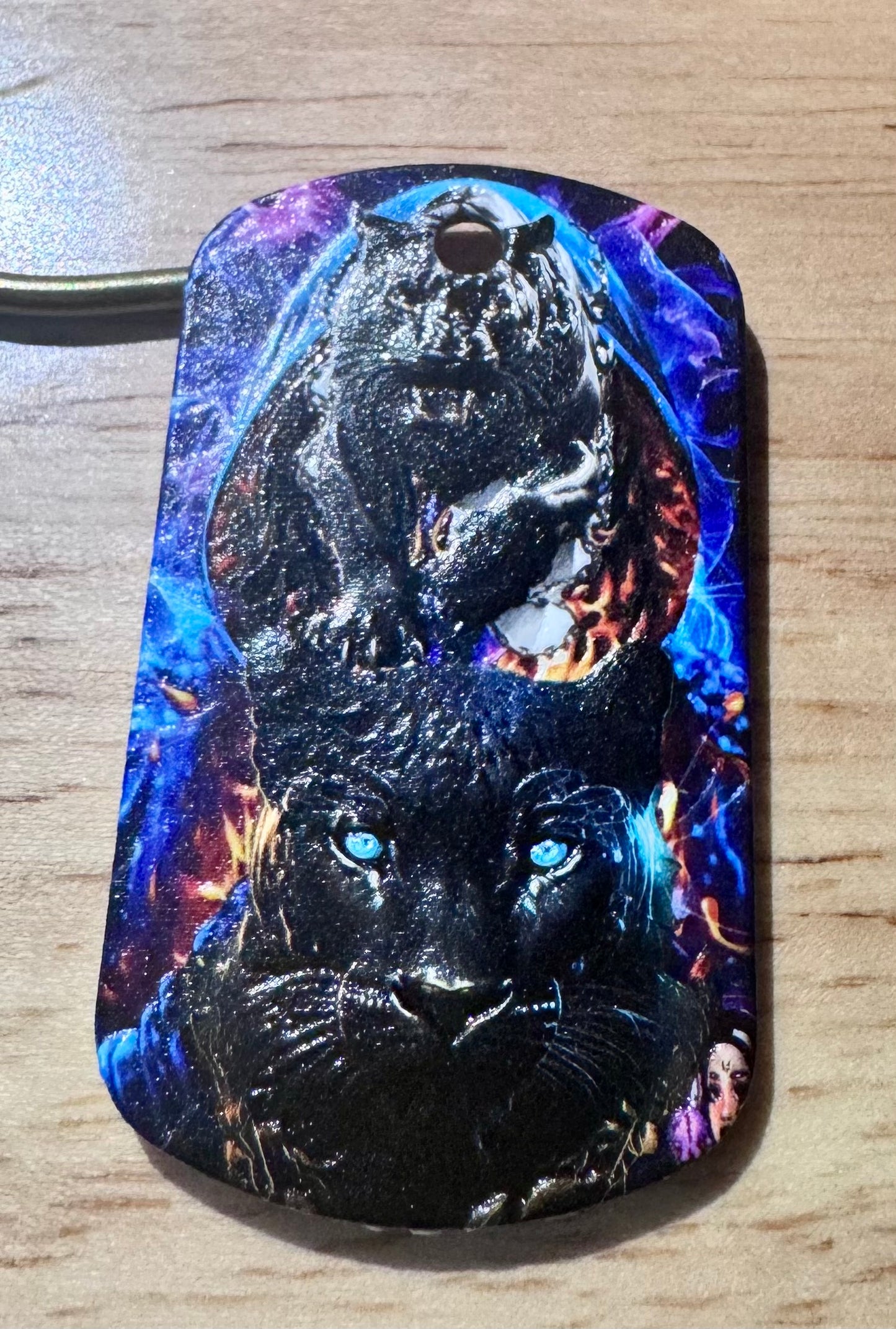 Electric Panther Dog Tag Pendant – 3D Textured Charm
