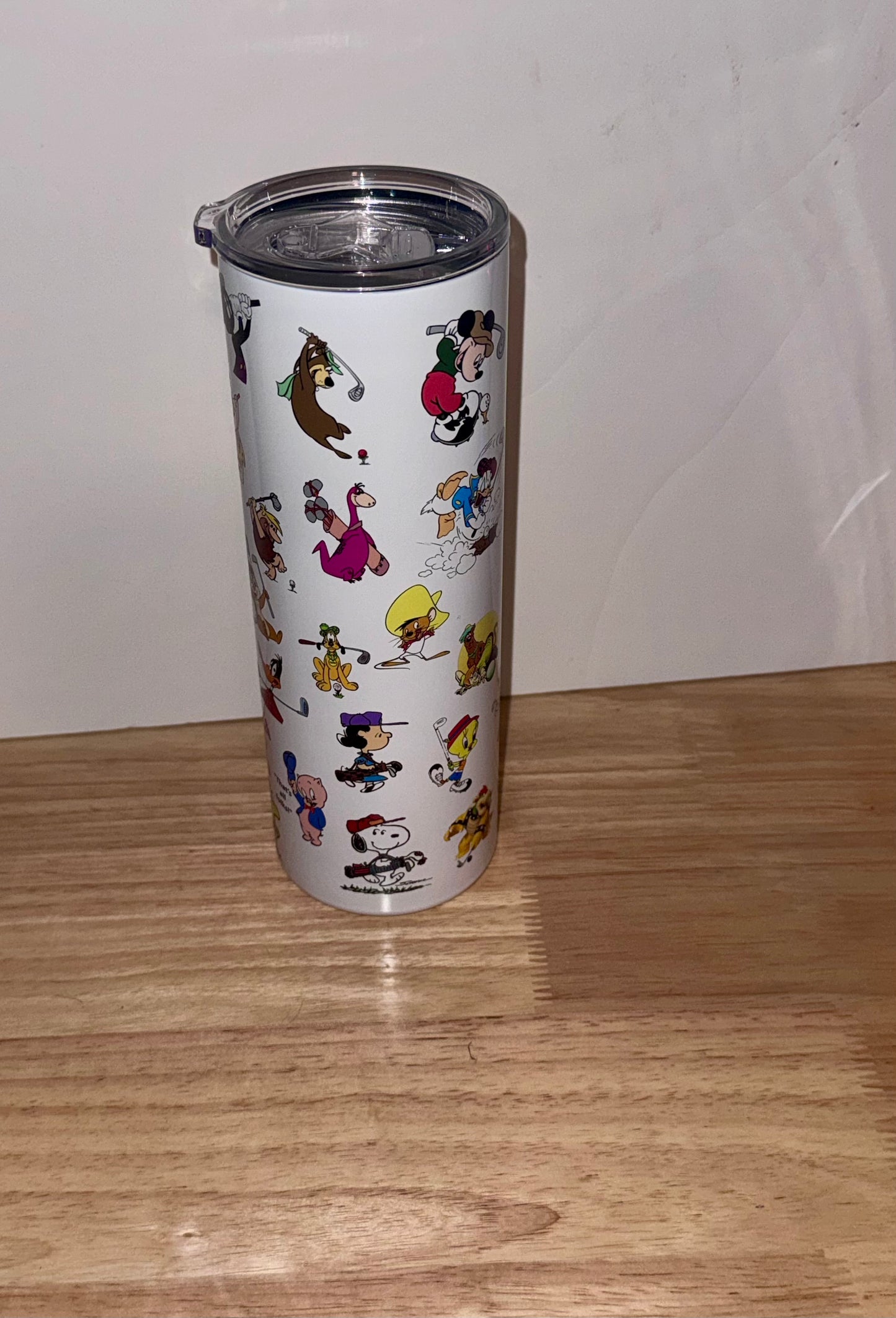 Cartoon Characters Golfing 20 oz Skinny Tumbler – Stainless Steel UV Printed Travel Cup