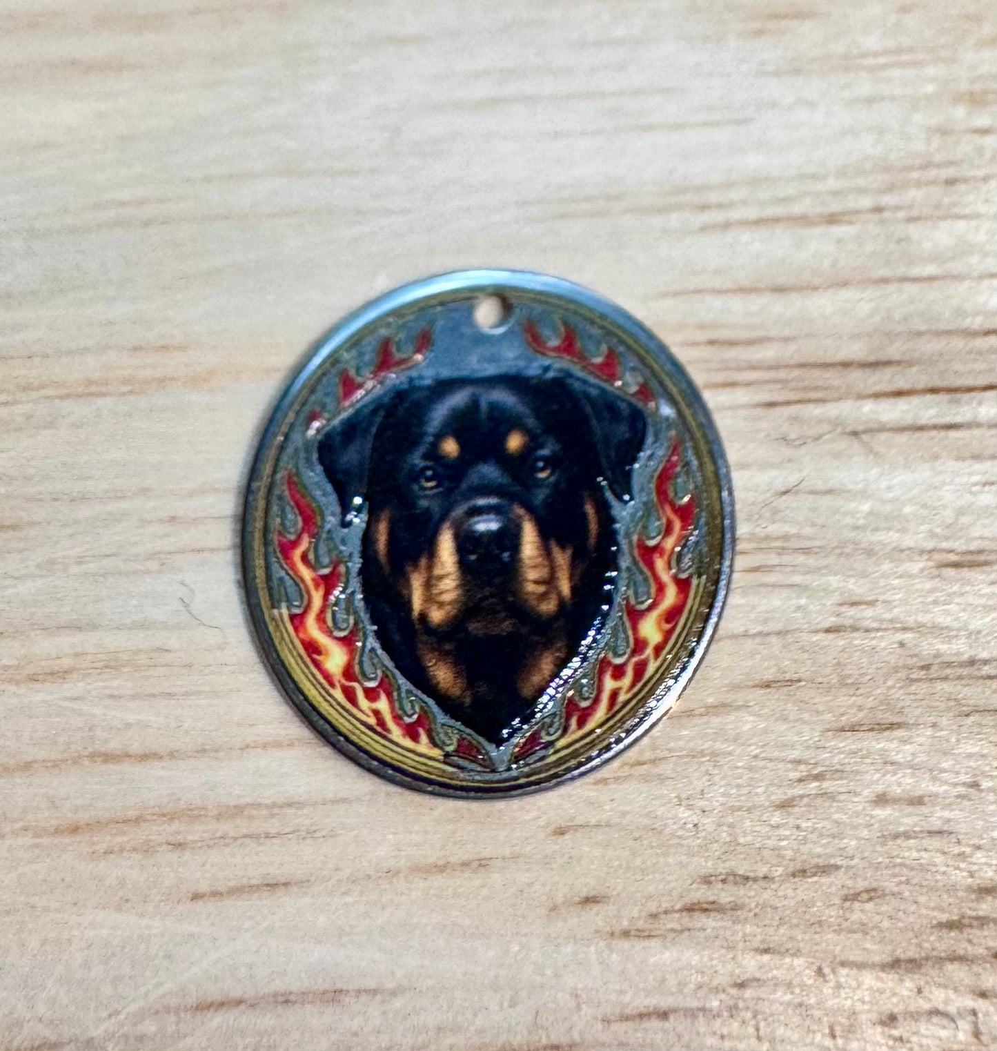 Rottweiler Flame Dog Golf Ball Marker