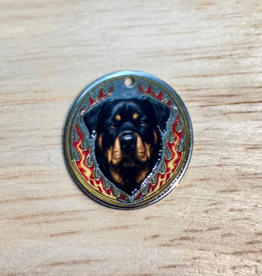 Rottweiler Flame Dog Golf Ball Marker