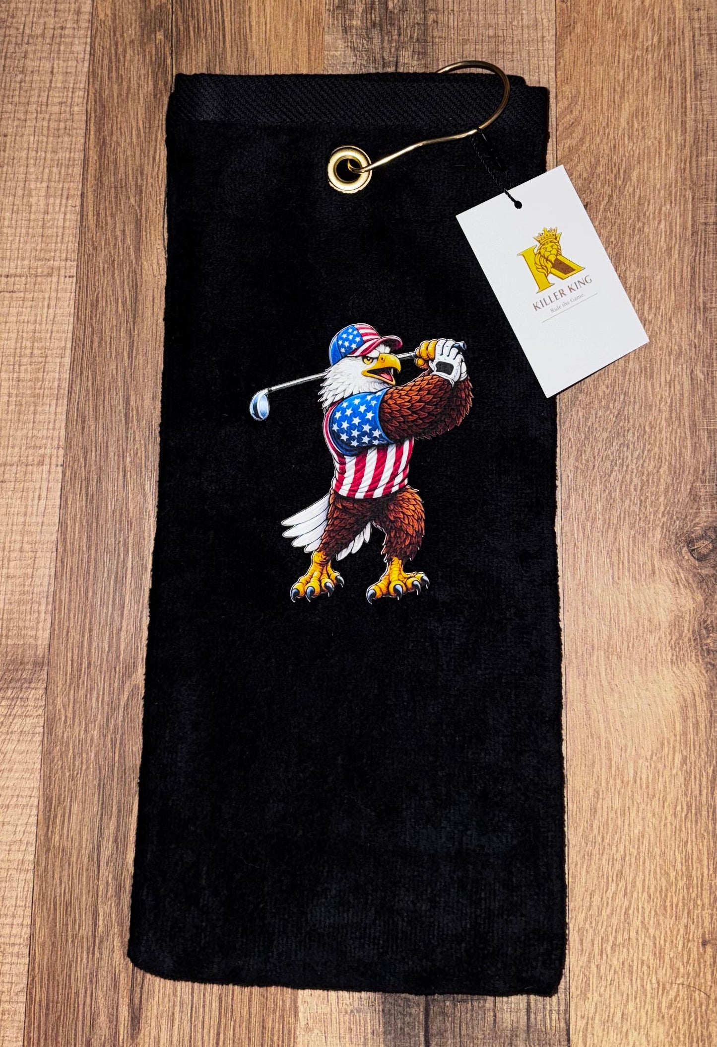 Patriotic Eagle Tri-Fold Golf Towel – Premium USA Flag Design