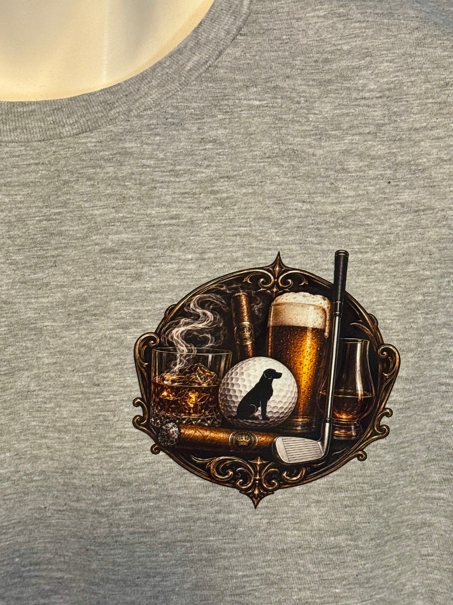 Whiskey Cigars Beer Dogs & Golf T-shirt
