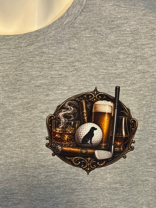 Whiskey Cigars Beer Dogs & Golf T-shirt