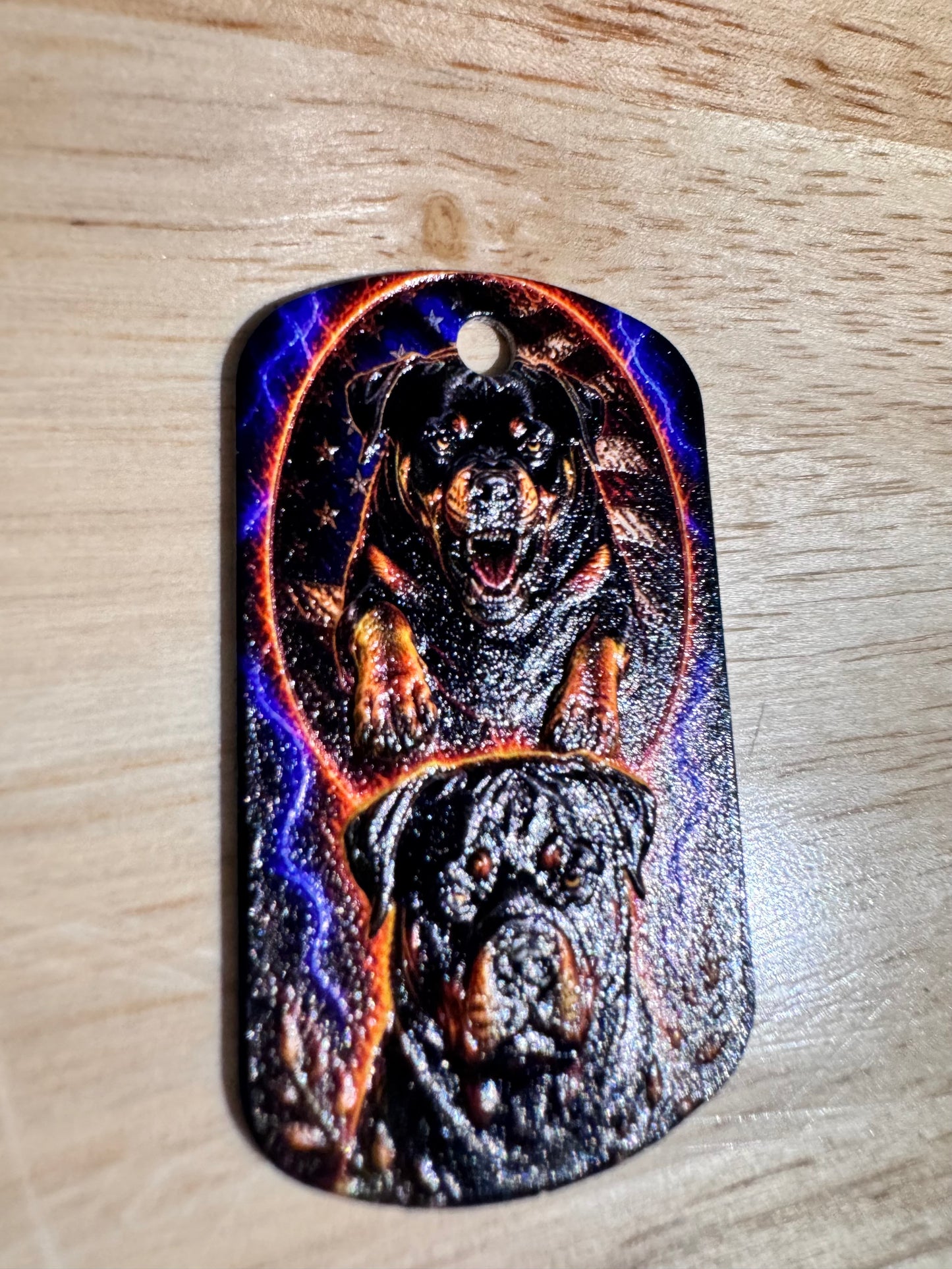 Electric Rottweiler USA Dog Tag Pendant – 3D Textured Charm