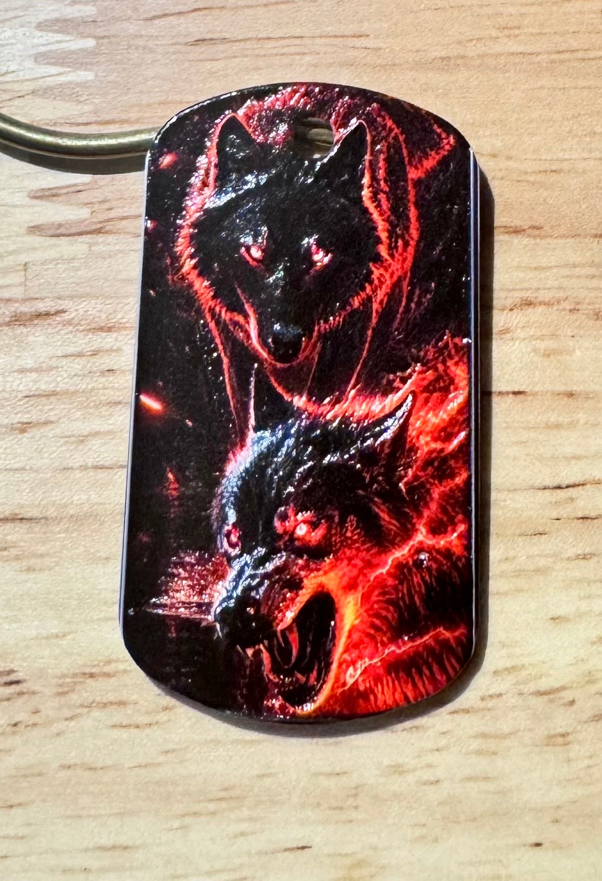 Inferno Wolf Dog Tag Pendant – 3D Textured Charm