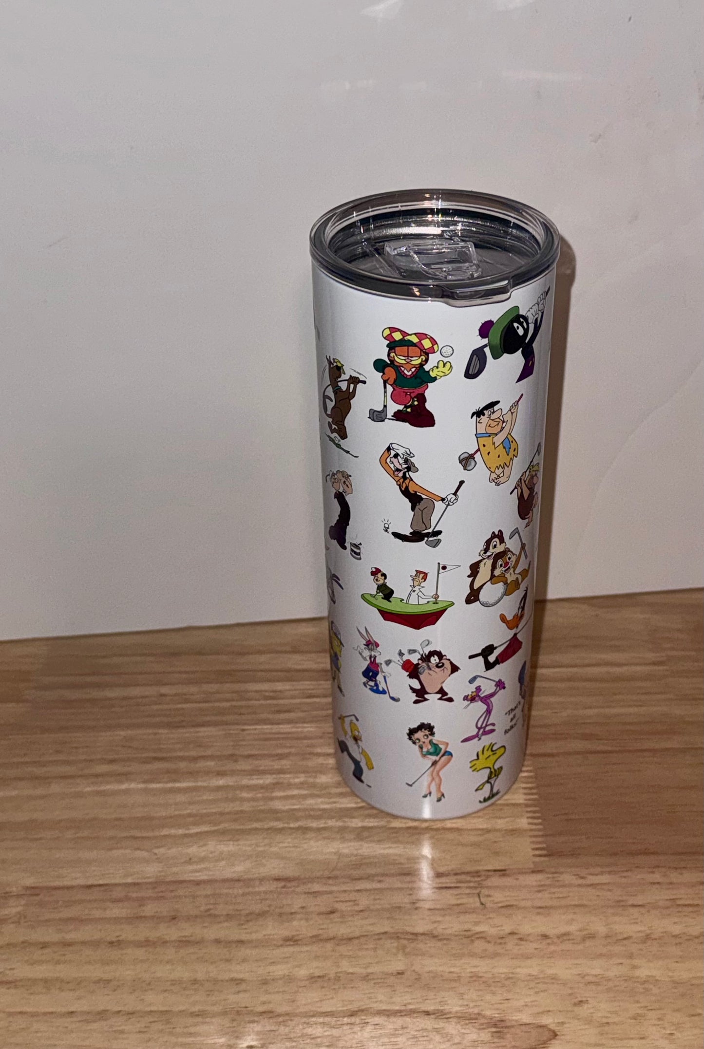 Cartoon Characters Golfing 20 oz Skinny Tumbler – Stainless Steel UV Printed Travel Cup