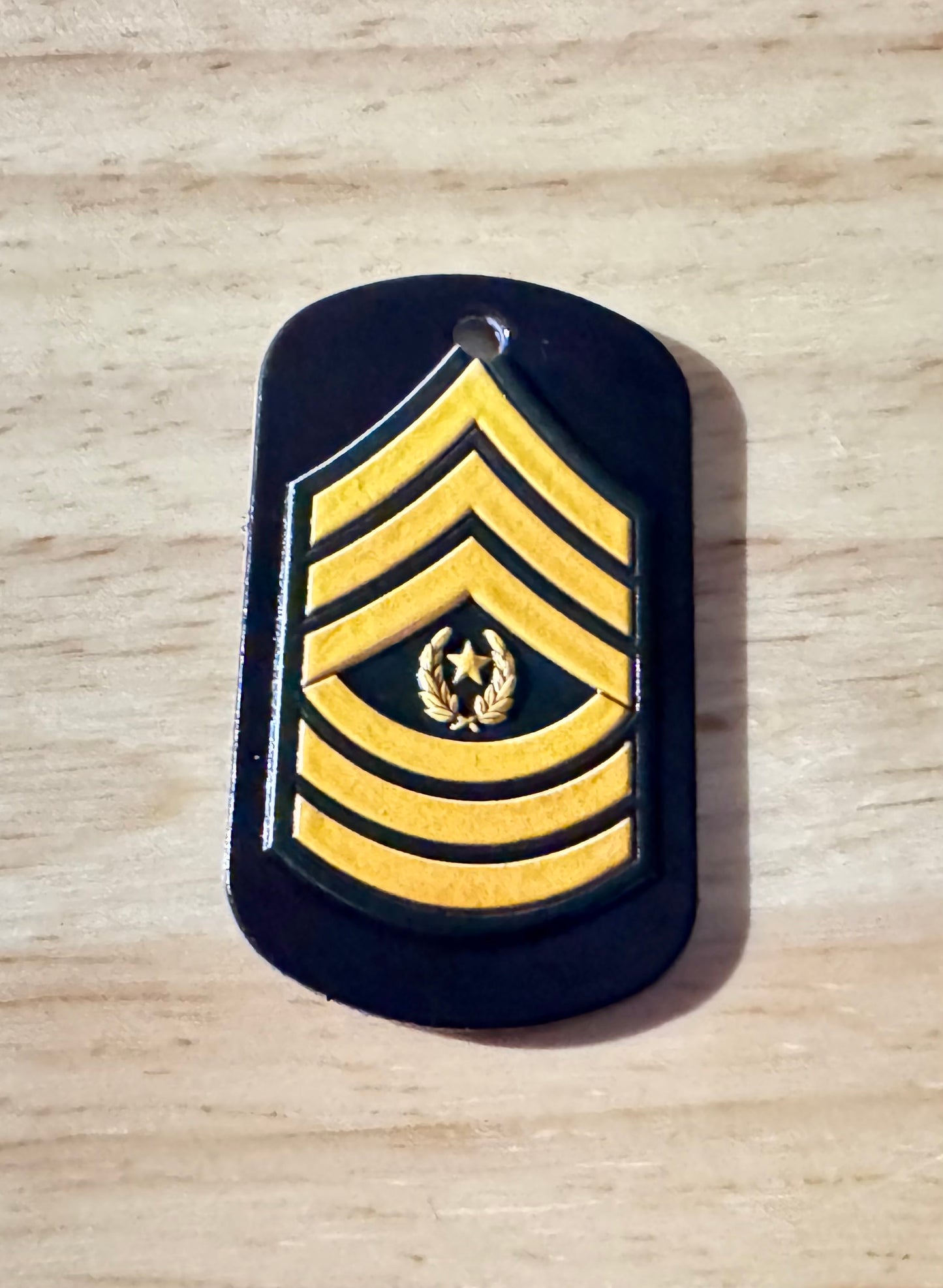 Army Dog Tag Keychain Pendant – 3D Textured Charm Double Sided