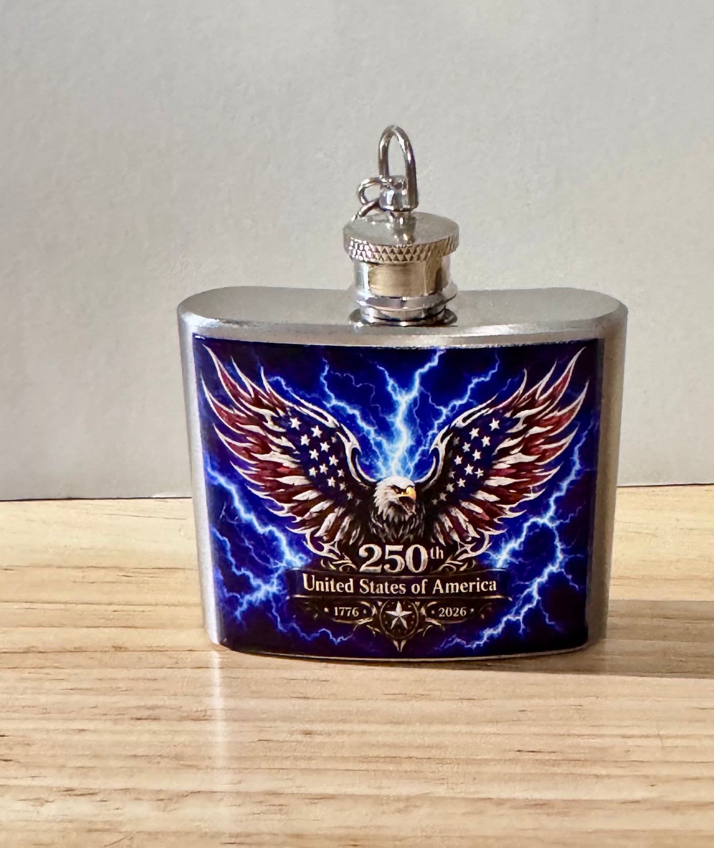2 oz Stainless Steel 250th Anniversary of America Flask – Patriotic Eagle Design | 1776–2026