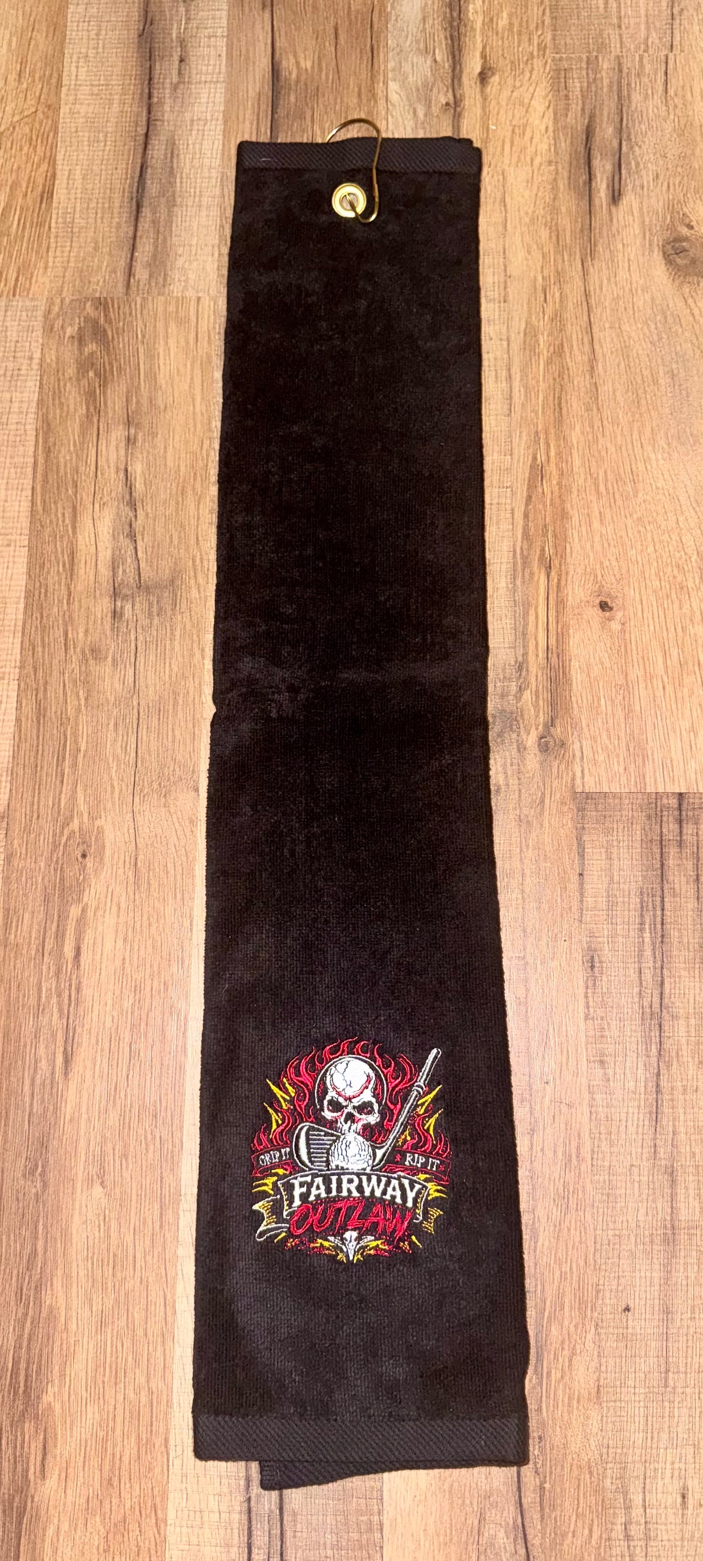 Fairway Outlaw Custom Embroidered Golf Towel Black