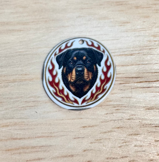 Rottweiler Flame Dog Golf Ball Marker