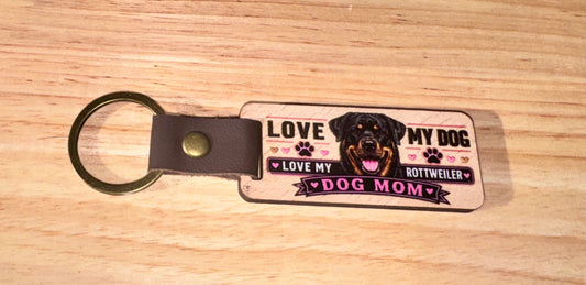 Dog Mom Wood Keychain – Choose Your Breed | Printed High Gloss Finish