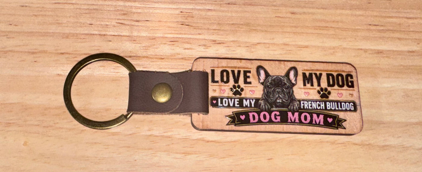 Dog Mom Wood Keychain – Choose Your Breed | Printed High Gloss Finish