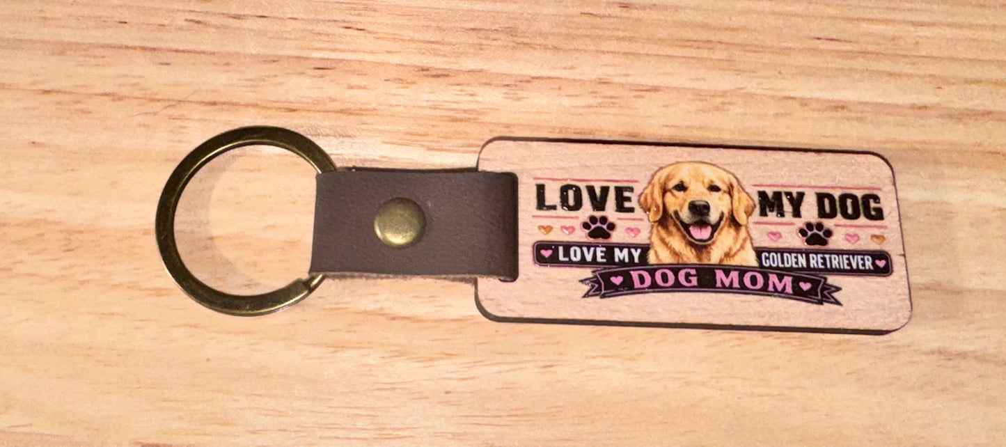 Dog Mom Wood Keychain – Choose Your Breed | Printed High Gloss Finish