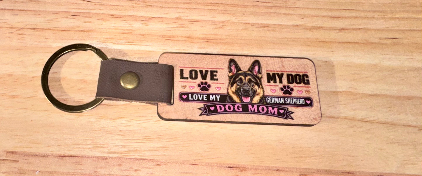 Dog Mom Wood Keychain – Choose Your Breed | Printed High Gloss Finish